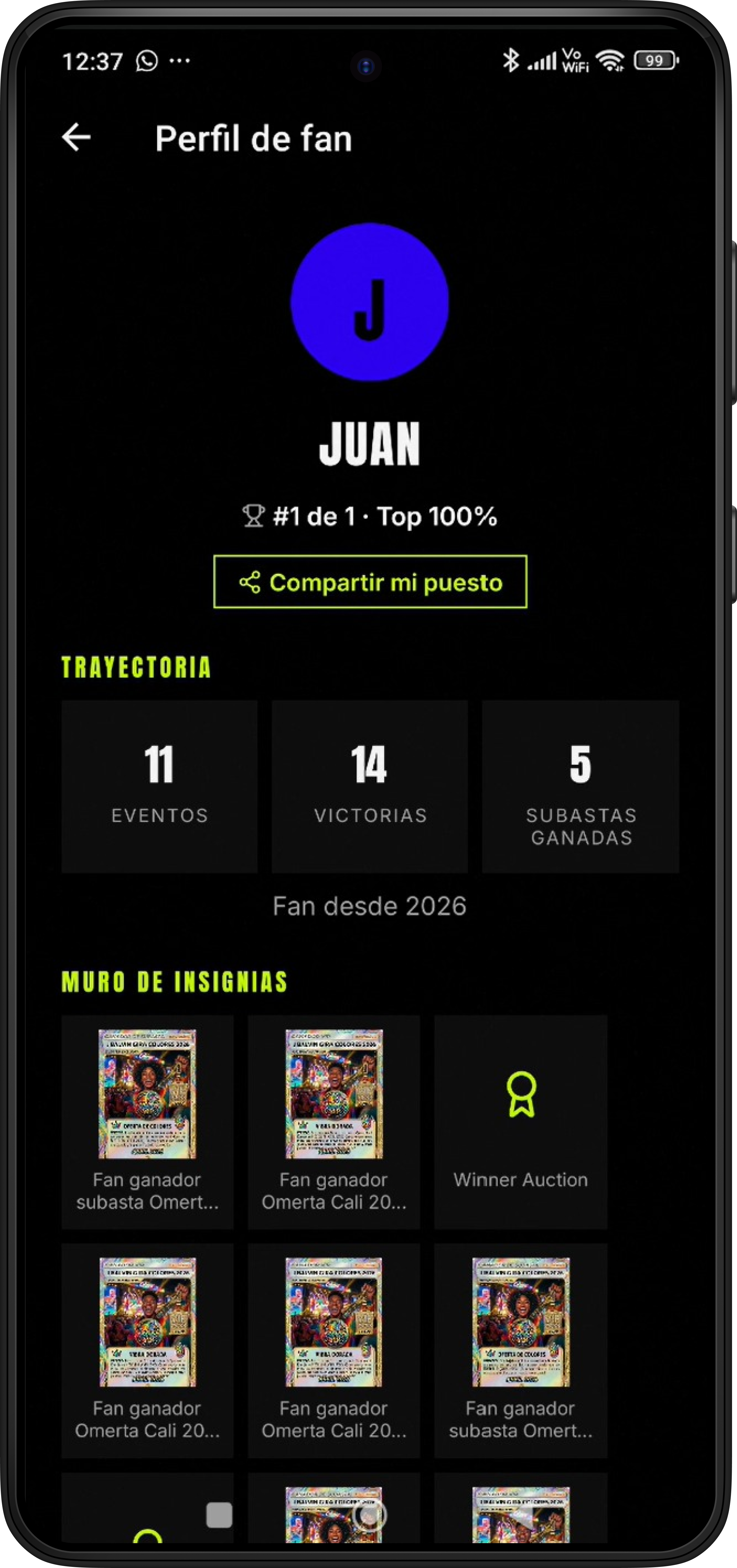 Fandi app — insignias